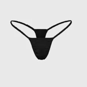 SKIMS Woven Shine Scrunchie T-String Thong Onyx Womens 3X, 4X